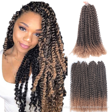 Hot Selling 18''Pure Ombre Color Passion Spring Twist Synthetic Hair Fiber Long Soft Crochet Braids Passion Twist Hair Extension